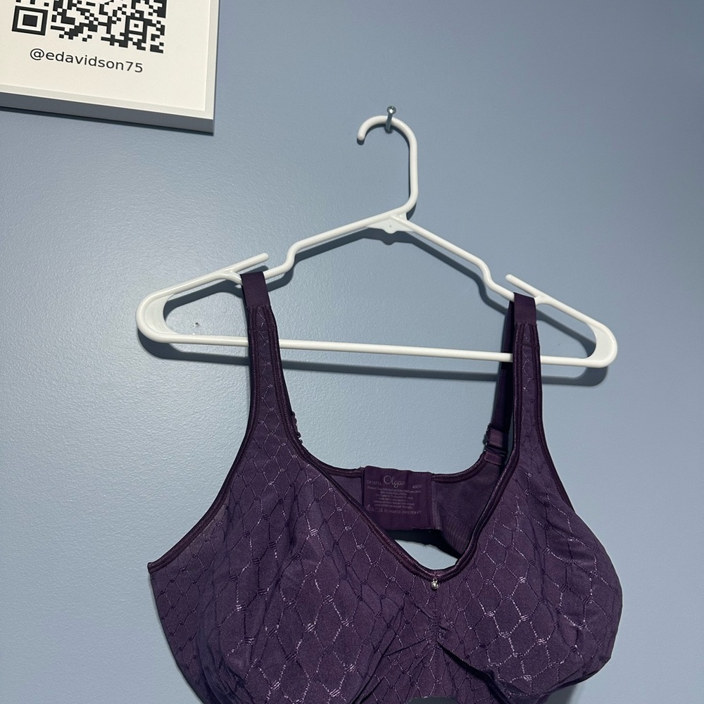Olga Deep plum Purple Bra soft fabric cups with wire